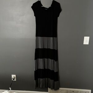 GAP Black and Gray Striped Maxi Dress